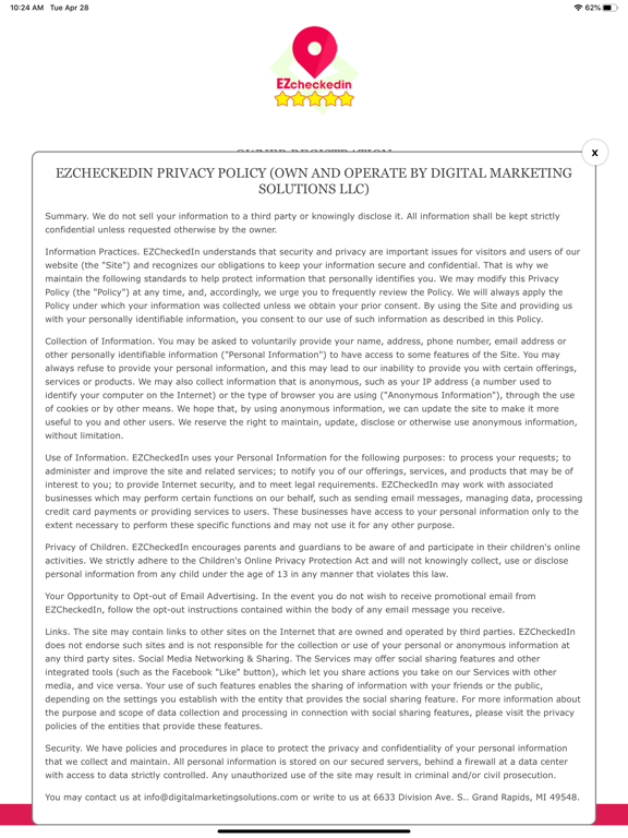 EZCheckedIn iPad screenshot 5 - Business app