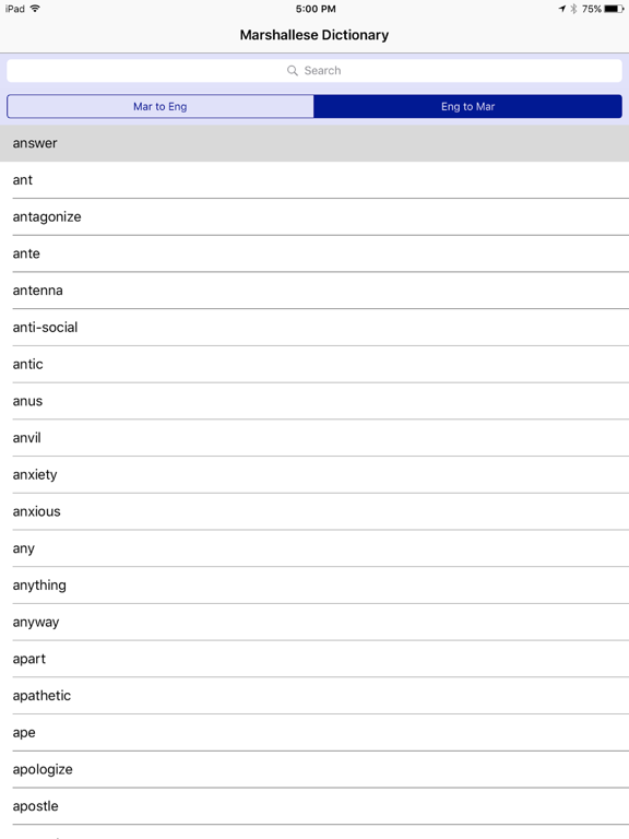 Marshallese Dictionary iPad screenshot 3 - Education app