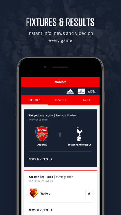 Arsenal Official App Screenshot