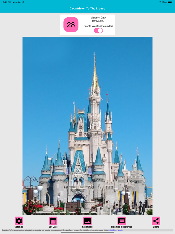 Countdown To The Mouse iPad screenshot 2 - Travel app