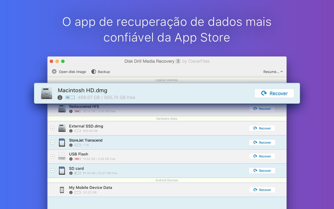 Screenshot do app Disk Drill Media Recovery