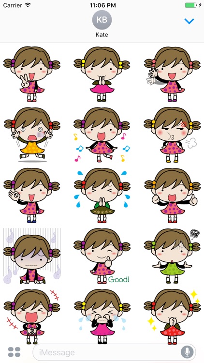 Brown Hair Little Girl English Sticker