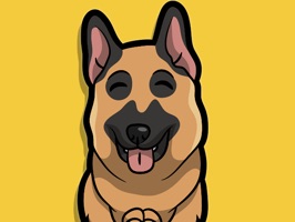 React with German Shepherd Dog Stickers and Emojis Pack