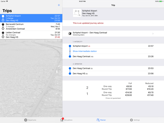 Trein app iPad screenshot 5 - Travel app