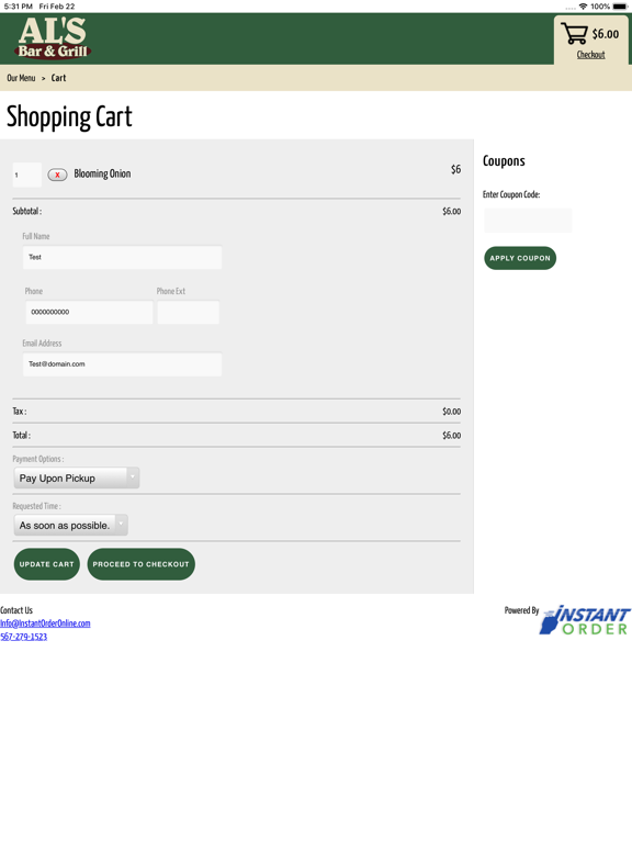 Al's Place Pizza iPad screenshot 4 - Food & Drink app