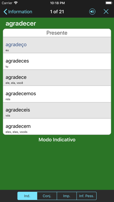 Portuguese Verbs & Conjugation Screenshot