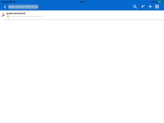 KOMI Cloud Mobile iPad screenshot