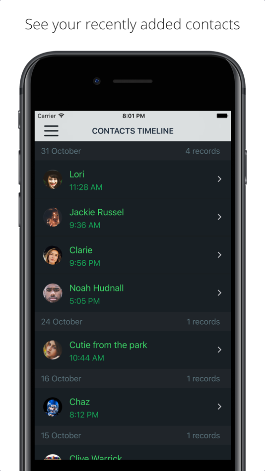 #1. Contacts Timeline (iOS) 由: Adam Bardon