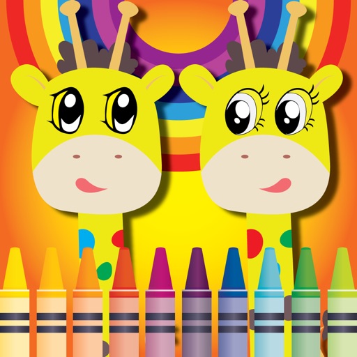 Giraffe Coloring Cute Wild Animals fun doodling icon