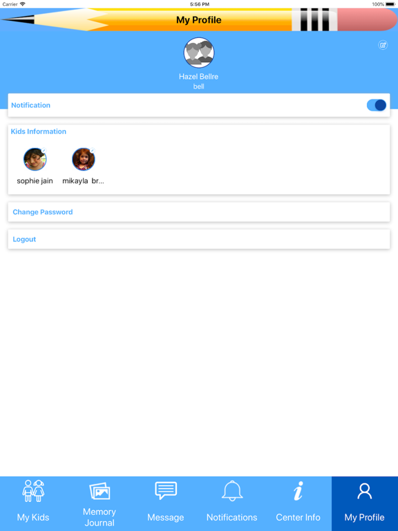 myKidzDay Parent-Childcare App iPad screenshot 4 - Education app