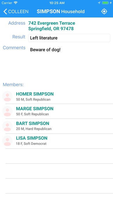 Voter Science Canvasser Screenshot