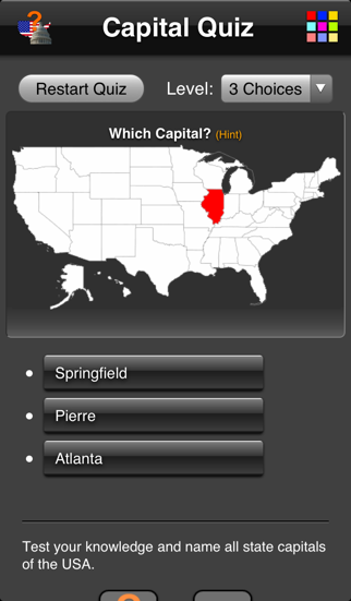 Screenshot #1 pour US-Capitals Quiz