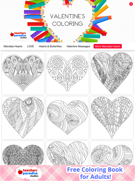 Adult Coloring Books: Valentines Day iPad screenshot