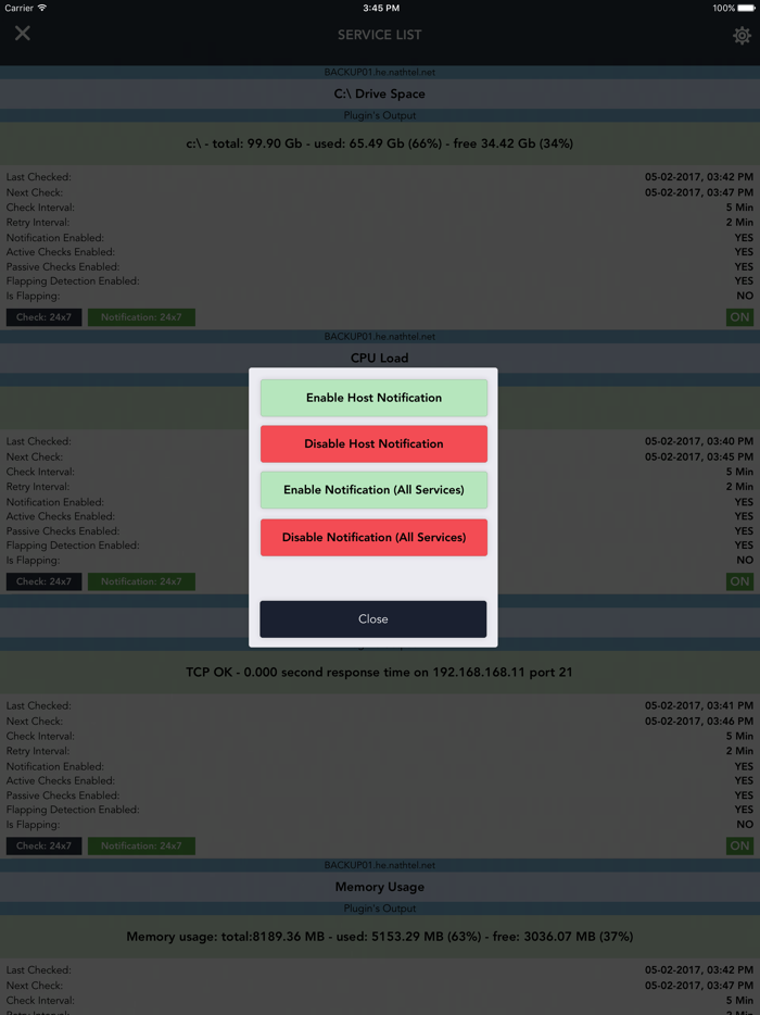 Server Alarms - Nagios Client