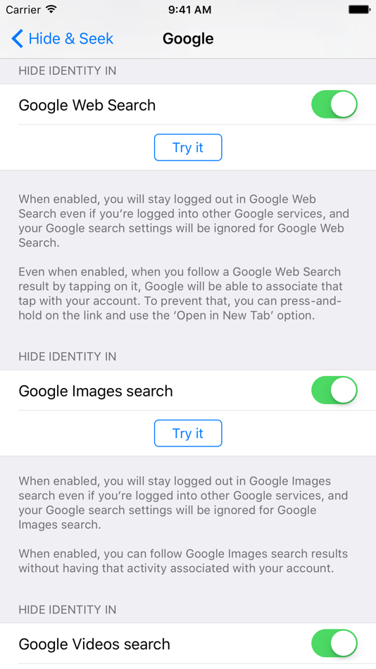 #2. Hide & Seek: Better privacy for your web searches (iOS) 由: Roopesh Chander Sivaraman