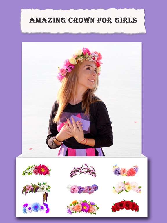 Flower Crown App-Change hairsyle with flower crown iPad screenshot 1 - Photo & Video app