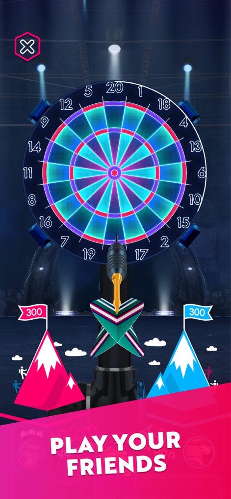 Darts of Fury: PvP Multiplayer - Users can set up matches with friends, observing the clear player score indicators and intuitive dart-throwing mechanics.