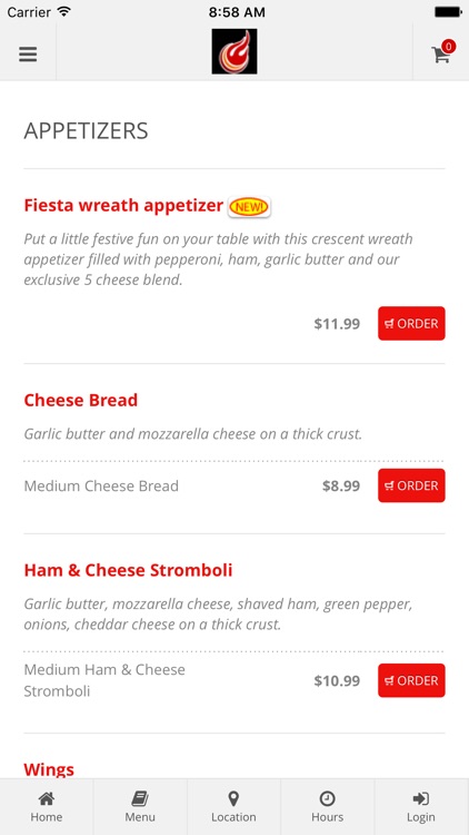 Fire Spot Pizza Ordering