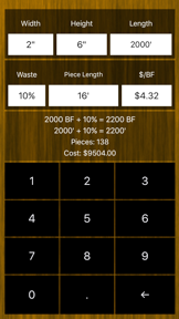 Fast Board Foot Calculator screenshot