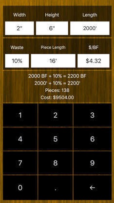 Fast Board Foot Calculator screenshot 1