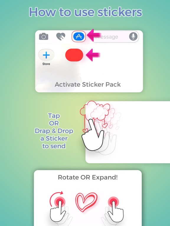 Hearts Hand drawn iPad screenshot 4 - Stickers app