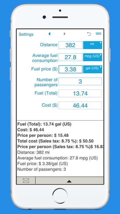 Trip fuel cost calculator