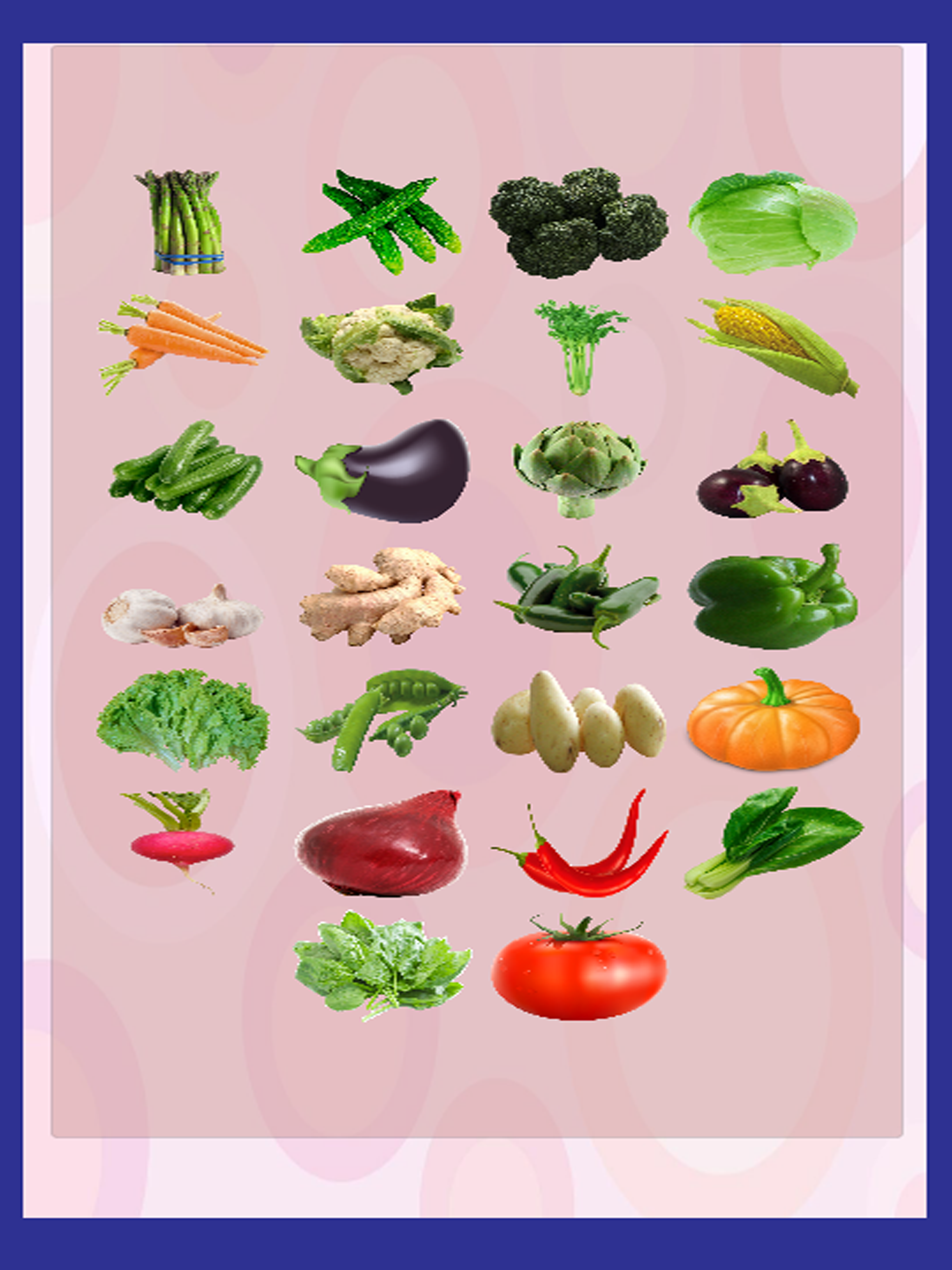 Easy Learning of Vegetables Names for Toddlers