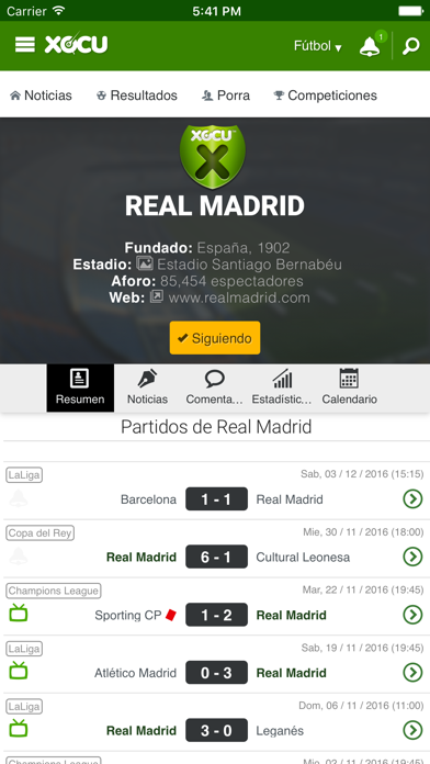 Screenshot #3 pour Xocu: Resultados, porras y noticias de fútbol