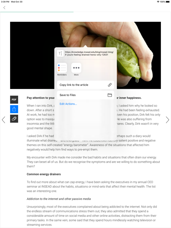 INSEAD Knowledge iPad screenshot 5 - News app
