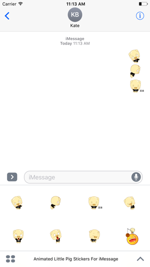 Animated Little Pig Stickers For iMessag