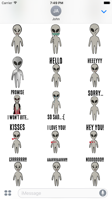 Alien Valentine's Stickers screenshot