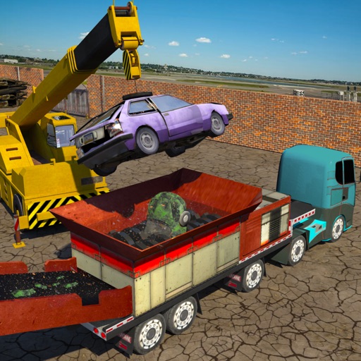 Monster Car Crusher Crane: Garbage Truck Simulator