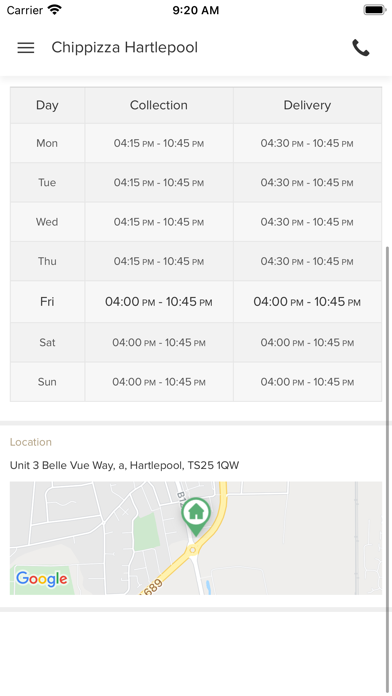 Chippizza Hartlepool. Screenshot