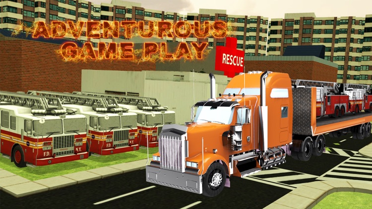 Fire Truck Transporter Simulator & Driving Sim screenshot-3