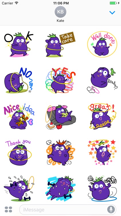 Happy Eggplant Stickers