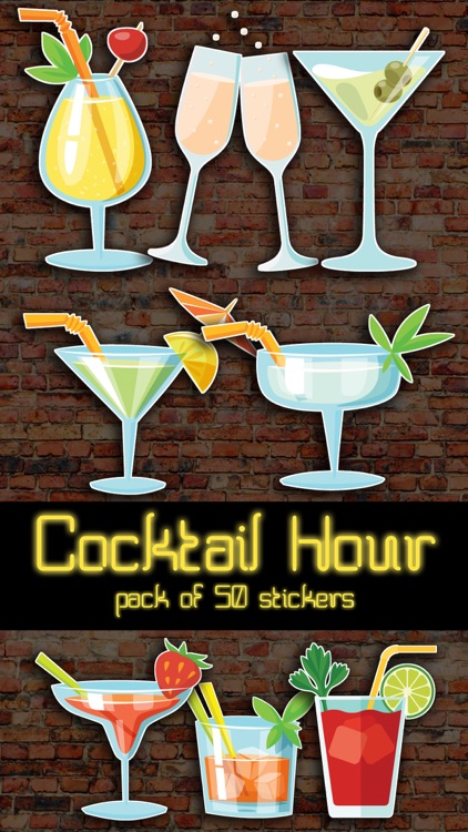 Cocktail Hour Bar Drinks Sticker Pack