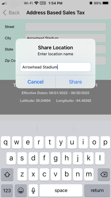 Streamline Sales Tax Rates Screenshot