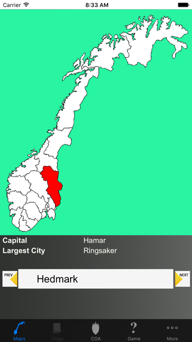 Screenshot #1 pour Norway County Maps and Capitals