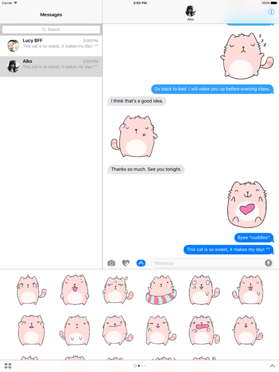 Pink Cat Pinku iPad screenshot 4 - Stickers app