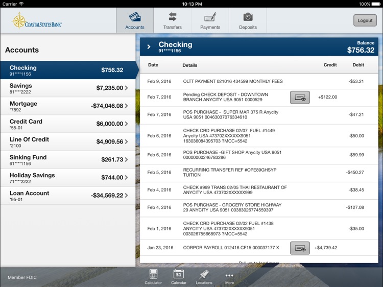 CoastalStates Bank for iPad