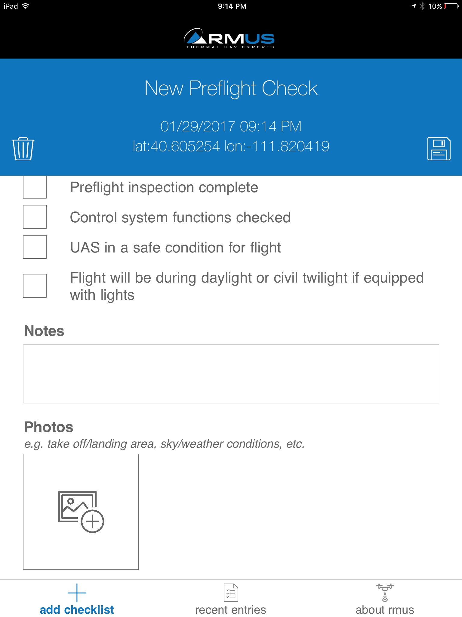 RMUS UAV Pilot PreFlight Compliance Checklist screenshot 4