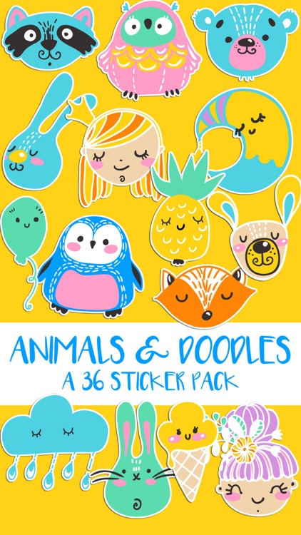 Animal and Doodle Stickers a Kawaii Sticker Pack