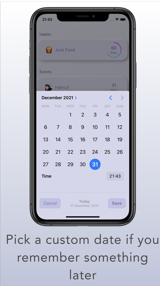 #3. Since - Event & Habit tracker (iOS) 由: Nirbhay Agarwal