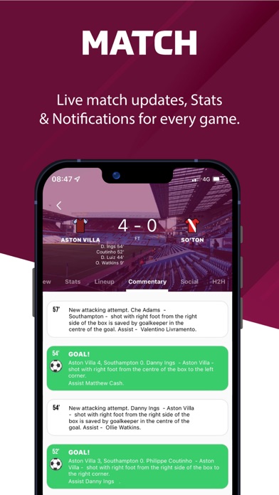 Villa Till I Die - Live Scores Screenshot
