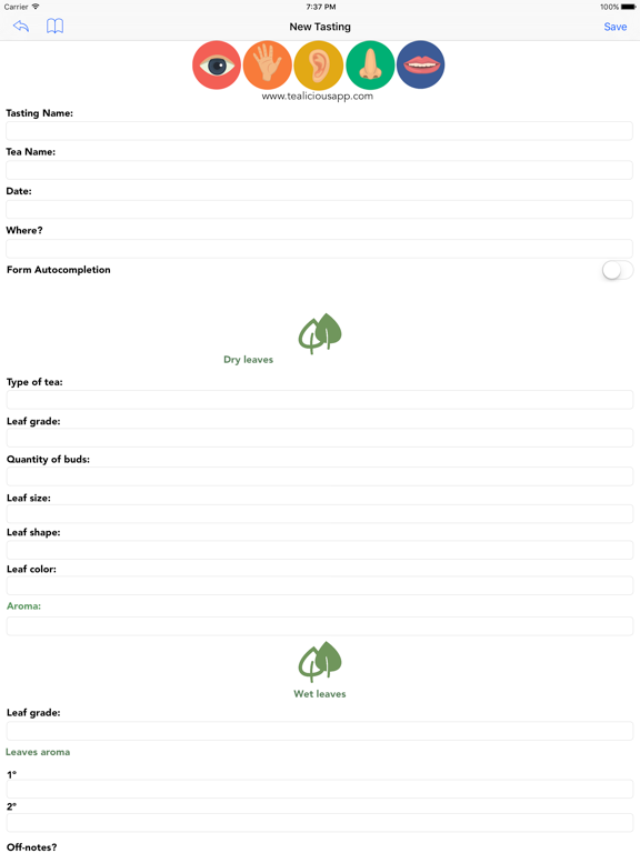Tealicious iPad screenshot