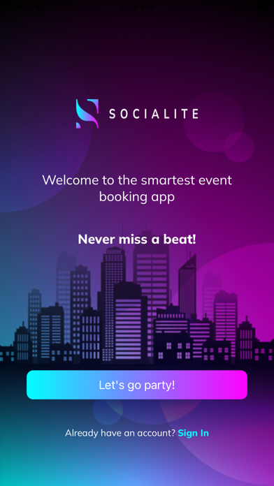 Socialite Events Screenshot