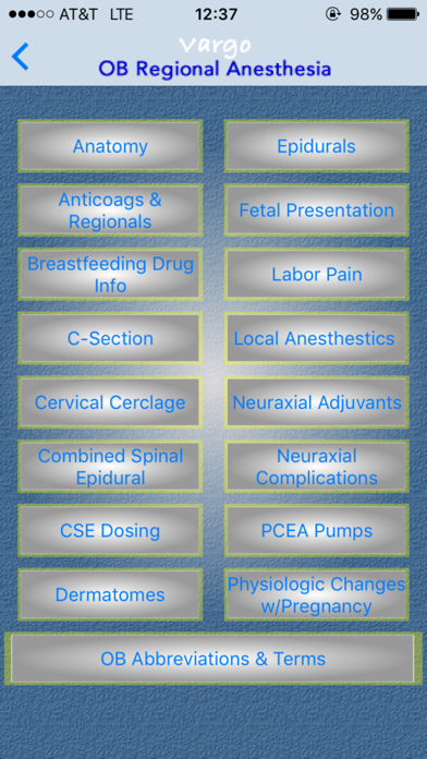 Vargo OB Regional Anesthesia Screenshot