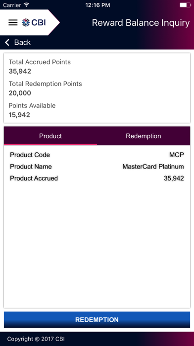 CBI Personal Banking Screenshot