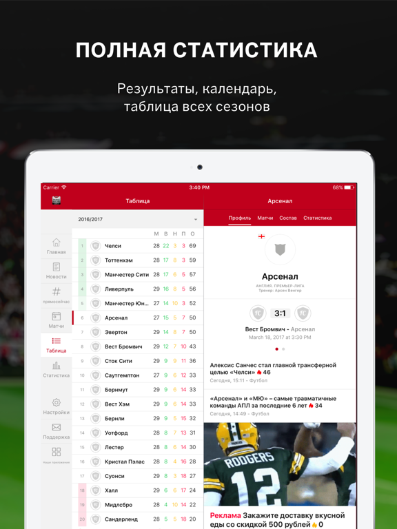 Футбол АПЛ 2022 от Sports.ru iPad screenshot 5 - Sports app