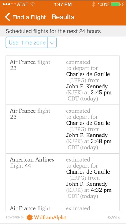 Wolfram Flight Information Reference App